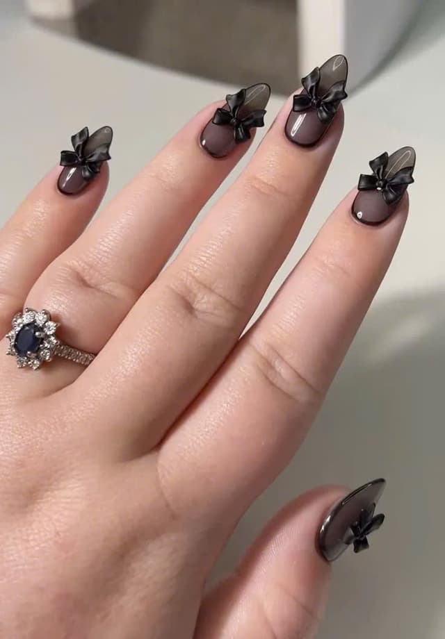 Black satin bow